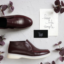 Шкіряні високі лофери в бордовому кольорі Арт. 156-4