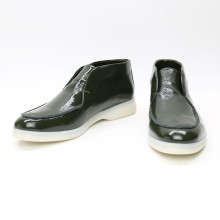 Лаковые высокие лоферы в цвете хаки на светлой подошве Арт. 156-4