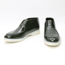 Лакові високі лофери в кольорі хакі на світлій підошві Арт. 156-4