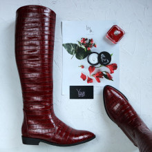 Високі чоботи під рептилію Арт. 104-5