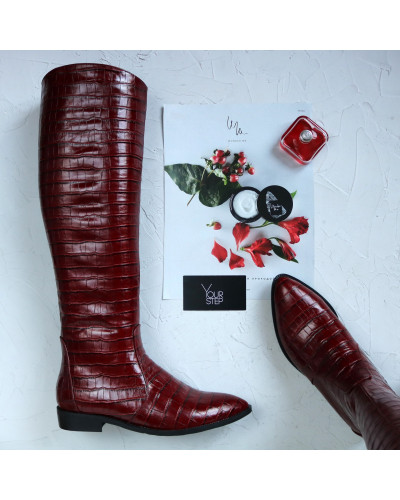 Високі чоботи під рептилію Арт. 104-5