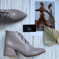 Ботильоны из кожи с принтом под рептилию бежевого цвета  Арт. 657-10/w324Ок