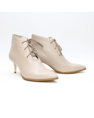 Ботильоны из темно-бежевой кожи на шпильке Арт. 657-10/36