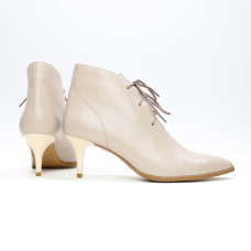 Ботильоны из темно-бежевой кожи на шпильке Арт. 657-10/36