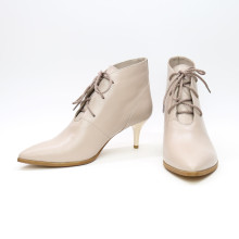 Ботильоны из темно-бежевой кожи на шпильке Арт. 657-10/36