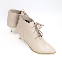 Ботильоны из темно-бежевой кожи на шпильке Арт. 657-10/36