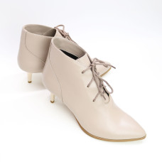 Ботильоны из темно-бежевой кожи на шпильке Арт. 657-10/36