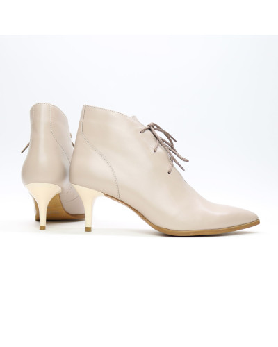 Ботильоны из темно-бежевой кожи на шпильке Арт. 657-10/36