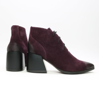 Ботильоны из замши цвета баклажан с эффектом потертости  Арт. 657-10/6062