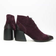 Ботильоны из замши цвета баклажан с эффектом потертости  Арт. 657-10/6062