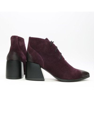 Ботильоны из замши цвета баклажан с эффектом потертости  Арт. 657-10/6062