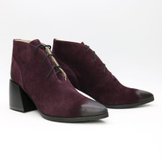 Ботильоны из замши цвета баклажан с эффектом потертости  Арт. 657-10/6062