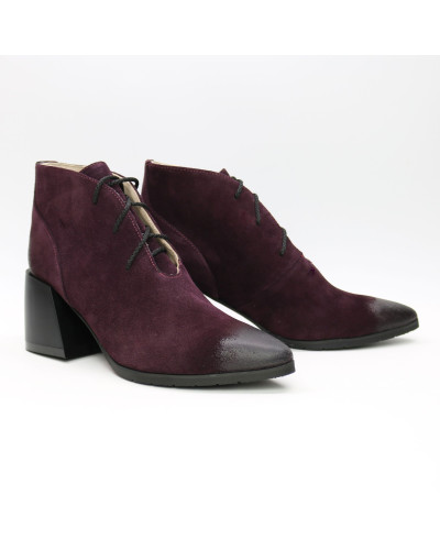 Ботильоны из замши цвета баклажан с эффектом потертости  Арт. 657-10/6062
