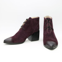 Ботильоны из замши цвета баклажан с эффектом потертости  Арт. 657-10/6062