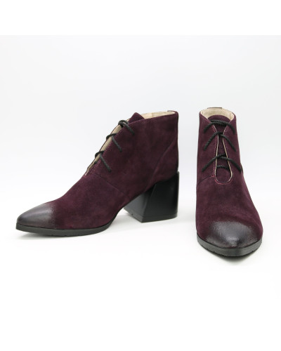 Ботильоны из замши цвета баклажан с эффектом потертости  Арт. 657-10/6062