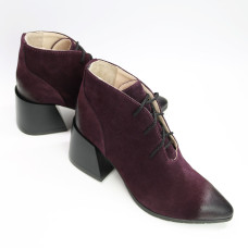 Ботильоны из замши цвета баклажан с эффектом потертости  Арт. 657-10/6062
