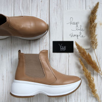 Ботинки из карамельной кожи  Арт. 176-2/184