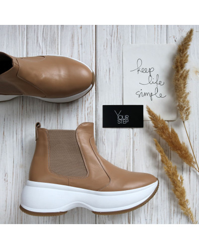 Ботинки из карамельной кожи  Арт. 176-2/184