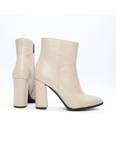 Ботинки на обтяжном каблуке из темно-бежевой кожи Арт. 35-10/44Ок