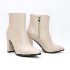 Ботинки на обтяжном каблуке из темно-бежевой кожи Арт. 35-10/44Ок