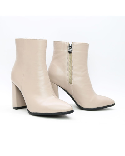 Ботинки на обтяжном каблуке из темно-бежевой кожи Арт. 35-10/44Ок