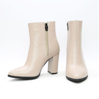 Ботинки на обтяжном каблуке из темно-бежевой кожи Арт. 35-10/44Ок