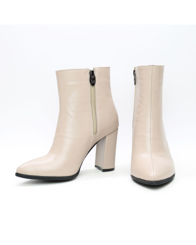 Ботинки на обтяжном каблуке из темно-бежевой кожи Арт. 35-10/44Ок