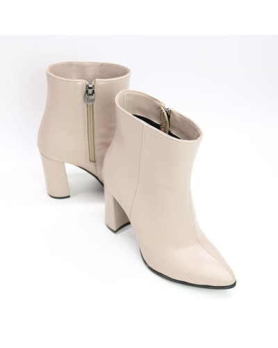 Ботинки на обтяжном каблуке из темно-бежевой кожи Арт. 35-10/44Ок