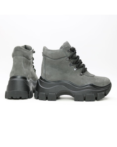 Ботинки со шнуровкой из серого нубука  Арт. As-3/21080