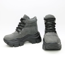 Ботинки со шнуровкой из серого нубука  Арт. As-3/21080