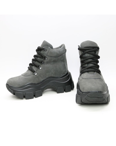 Ботинки со шнуровкой из серого нубука  Арт. As-3/21080