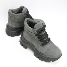 Ботинки со шнуровкой из серого нубука  Арт. As-3/21080