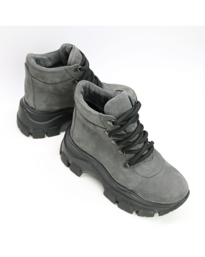 Ботинки со шнуровкой из серого нубука  Арт. As-3/21080