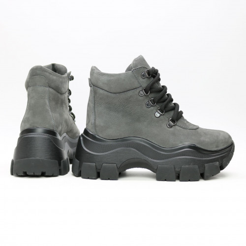 Ботинки со шнуровкой из серого нубука  Арт. As-3/21080