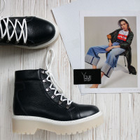 Ботинки со шнуровкой из синей кожи флотар Арт. As-4/22Р