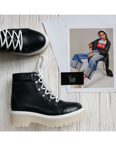 Ботинки со шнуровкой из синей кожи флотар Арт. As-4/22Р