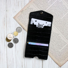 Кардхолдер з чорної шкіри під рептилію Арт. KH-mini