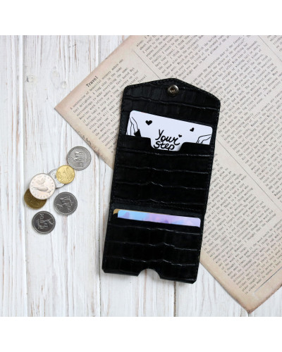 Кардхолдер з чорної шкіри під рептилію Арт. KH-mini