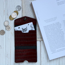 Кардхолдер з червоної шкіри під рептилію Арт. KH-mini