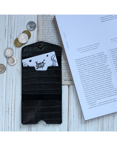 Кардхолдер з сірої шкіри під рептилію Арт. KH-mini