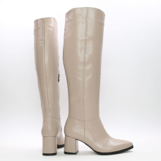 Класичні бежеві чоботи на підборах Арт. 657-14/47Ок