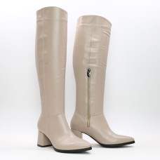 Класичні бежеві чоботи на підборах Арт. 657-14/47Ок