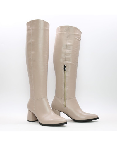 Класичні бежеві чоботи на підборах Арт. 657-14/47Ок