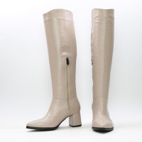 Класичні бежеві чоботи на підборах Арт. 657-14/47Ок