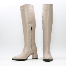 Класичні бежеві чоботи на підборах Арт. 657-14/47Ок