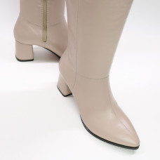 Класичні бежеві чоботи на підборах Арт. 657-14/47Ок