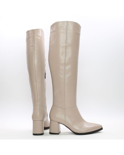 Класичні бежеві чоботи на підборах Арт. 657-14/47Ок