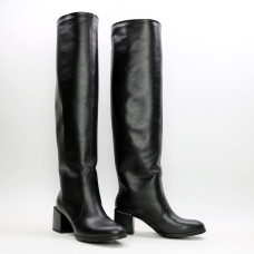 Класичні чоботи із чорної шкіри Арт.605-12/5501Ок