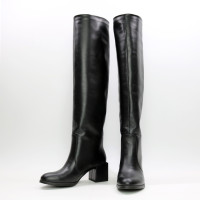 Класичні чоботи із чорної шкіри Арт.605-12/5501Ок