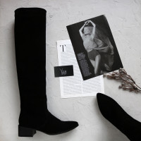 Класичні чоботи із чорної замші Арт. 457-10/56